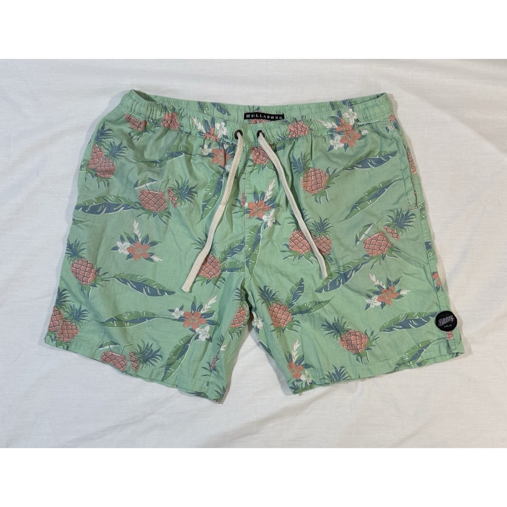 Billabong Boardshorts Men XL Green Pineapple Swim Inseam Bathing‎ Suit Trunks